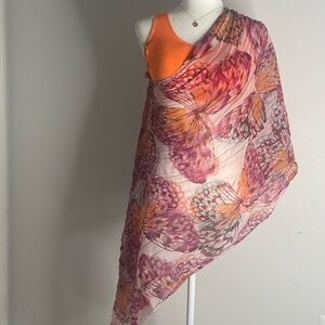 Butterfly Print Sheer Scarf